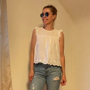 Sleeveless Eyelet Top